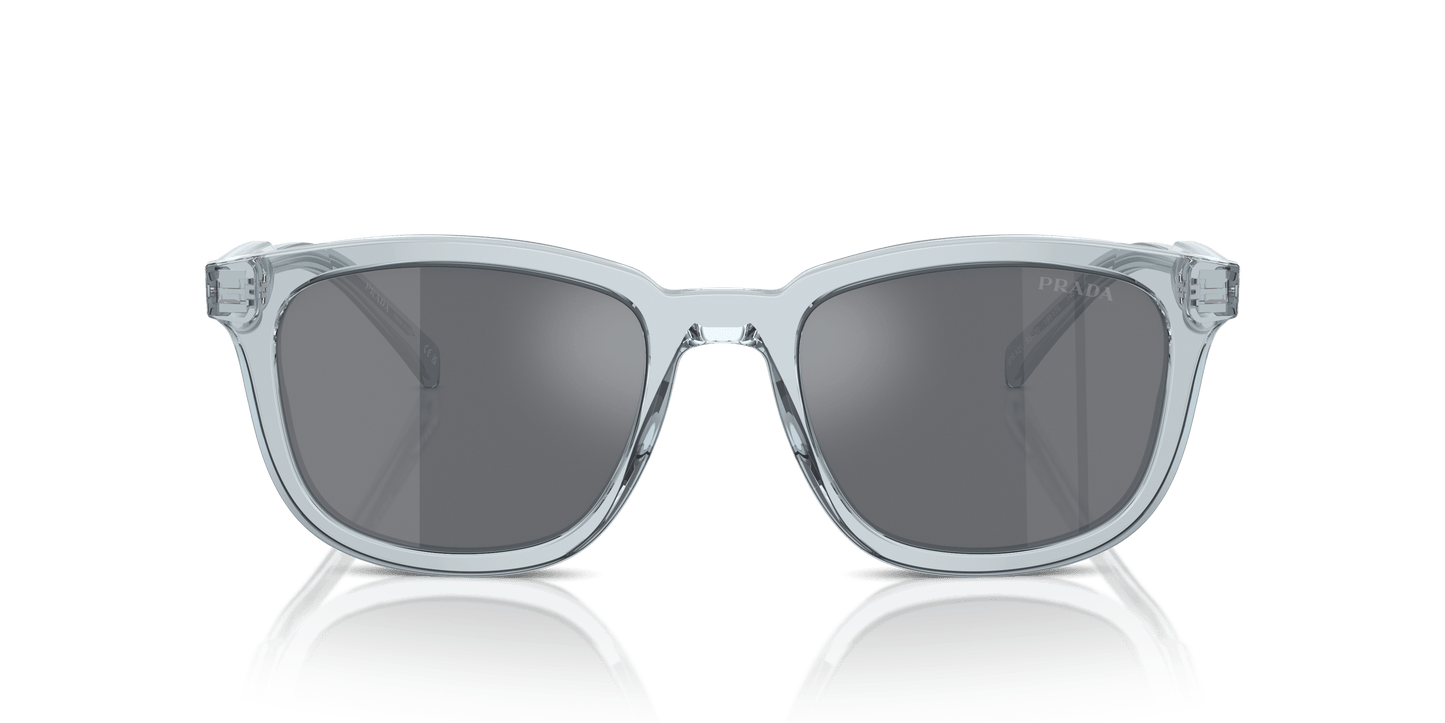 Prada Sunglasses Transparent Azure-Dark Grey Flash Silver | Prada PR A21S Transparent Azure-Dark Grey Flash Silver