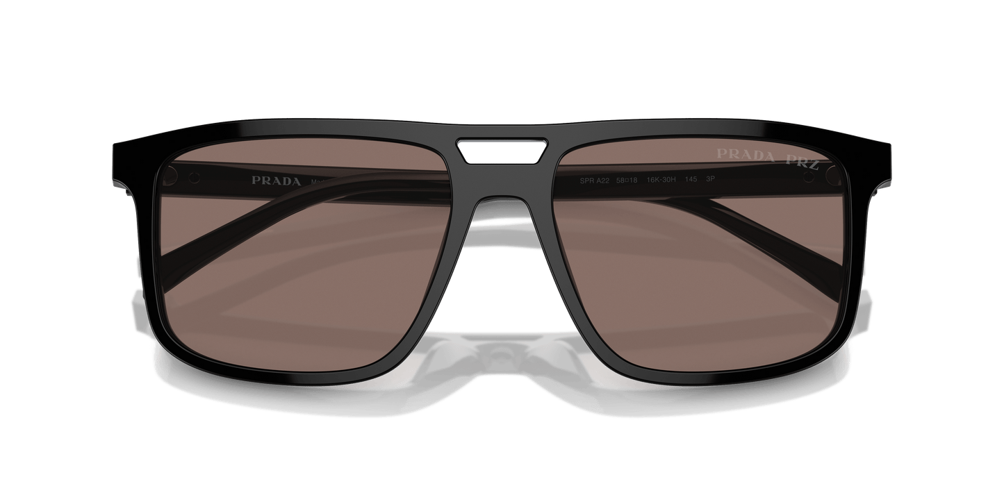 משקפי שמש פראדה שחור-קוטבי חום | Prada PR A22S Black-Polar Brown