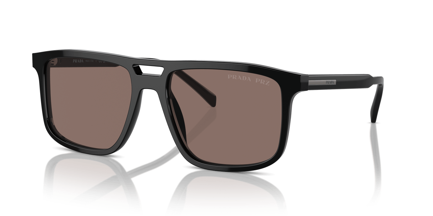 משקפי שמש פראדה שחור-קוטבי חום | Prada PR A22S Black-Polar Brown
