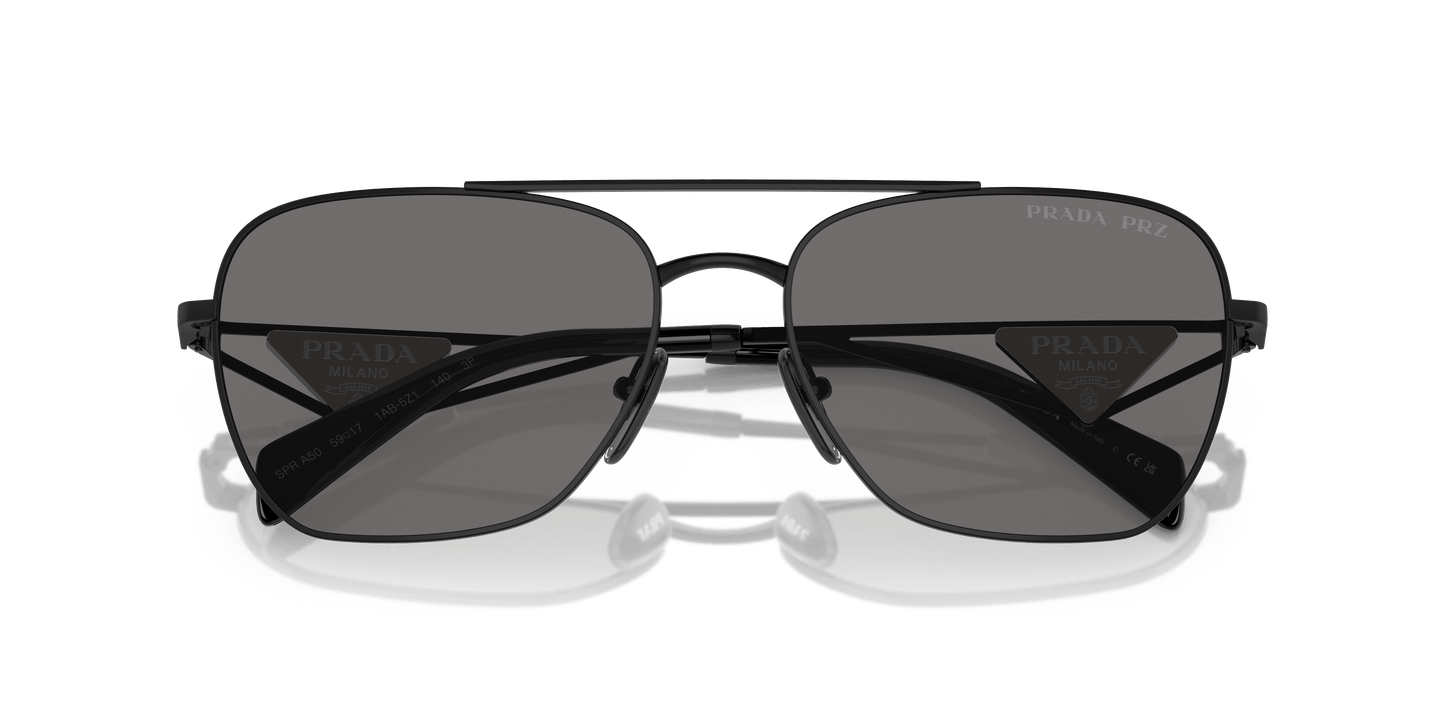 משקפי שמש פראדה מתכת שחור-אפור כהה קוטב | PRADA PR A50S Metal Black-Dark Grey Polar