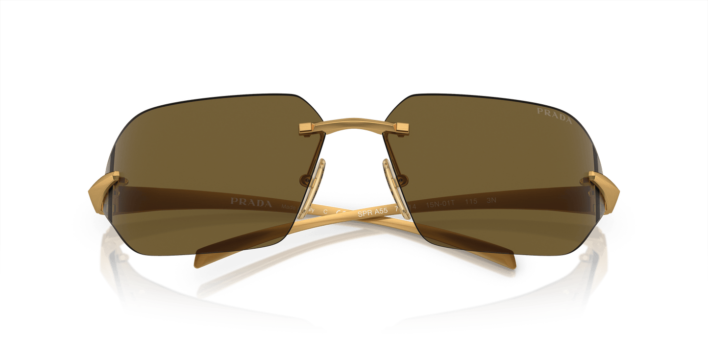 משקפי שמש פראדה סאטן צהוב זהב-חום כהה | PRADA PR A55S Satin Yellow Gold-Dark Brown