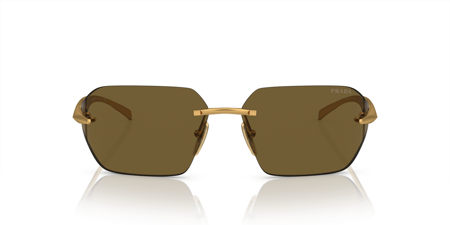 Prada Sunglasses Satin Yellow Gold-Dark Brown | PRADA PR A55S Satin Yellow Gold-Dark Brown