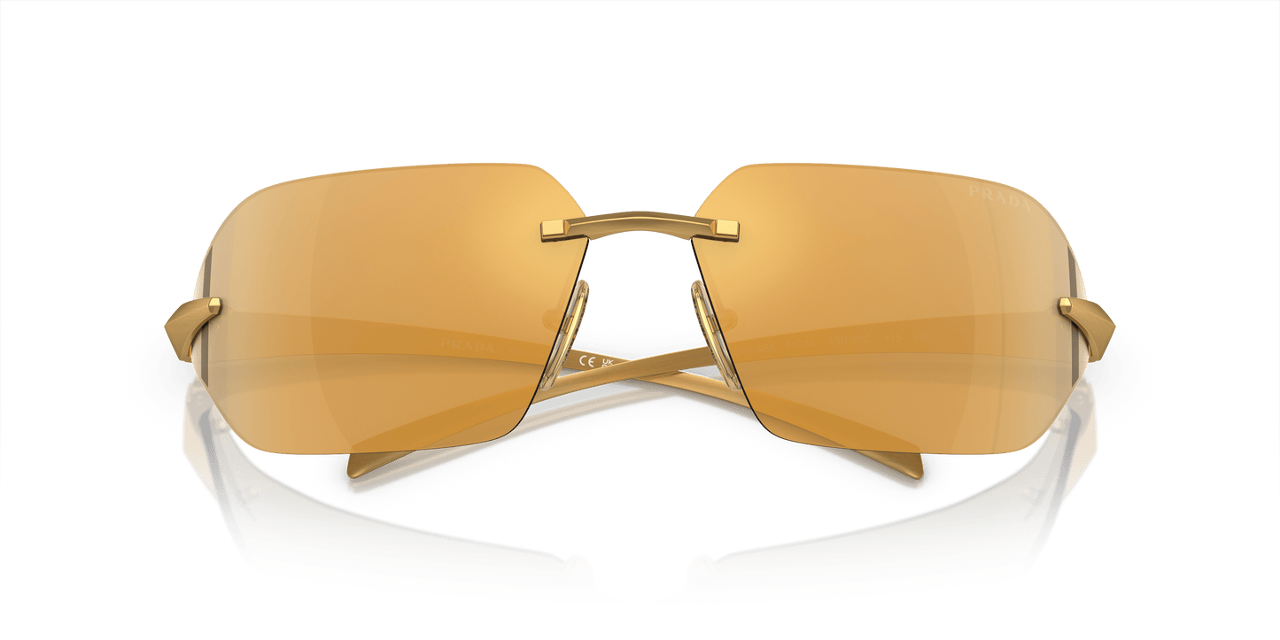 Prada Sunglasses Yellow Gold-Brown Mirror Multilayer Gold | PRADA PR A56S Satin Yellow Gold-Brown Mirror Multilayer Gold