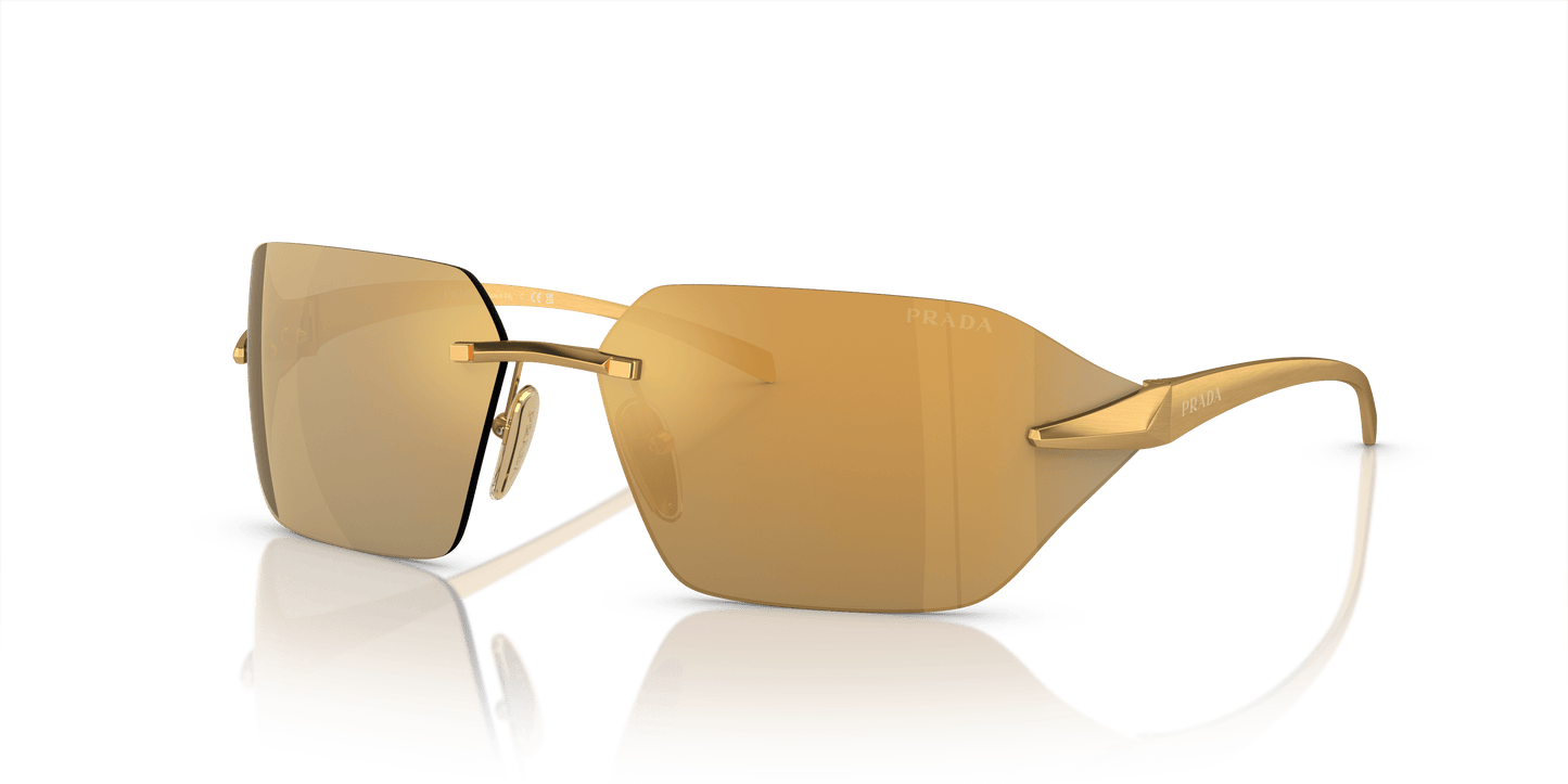 Prada Sunglasses Yellow Gold-Brown Mirror Multilayer Gold | PRADA PR A56S Satin Yellow Gold-Brown Mirror Multilayer Gold