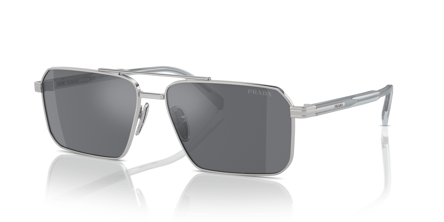 Prada Sunglasses Silver-Dark Grey Flash Silver | Prada PR A57S Silver-Dark Grey Flash Silver