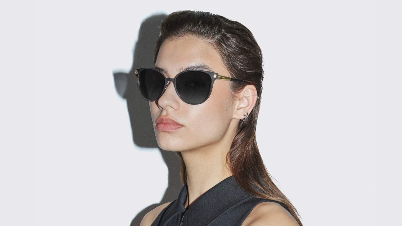 משקפי שמש של ורסאצ'ה שחור/זהב חיוור-אפור שיפוע | Versace VE2168 Black/Pale Gold-Grey Gradient