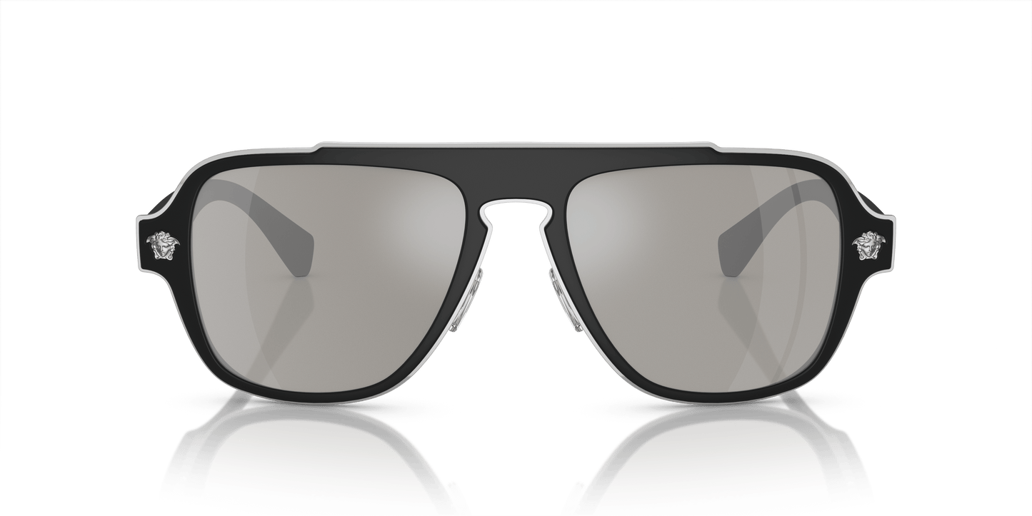 Versace Sunglasses Black-Light Grey Mirror Silver | Versace VE2199 Black-Light Grey Mirror Silver
