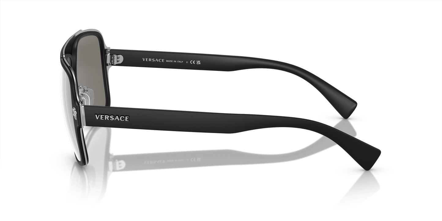 Versace Sunglasses Black-Light Grey Mirror Silver | Versace VE2199 Black-Light Grey Mirror Silver