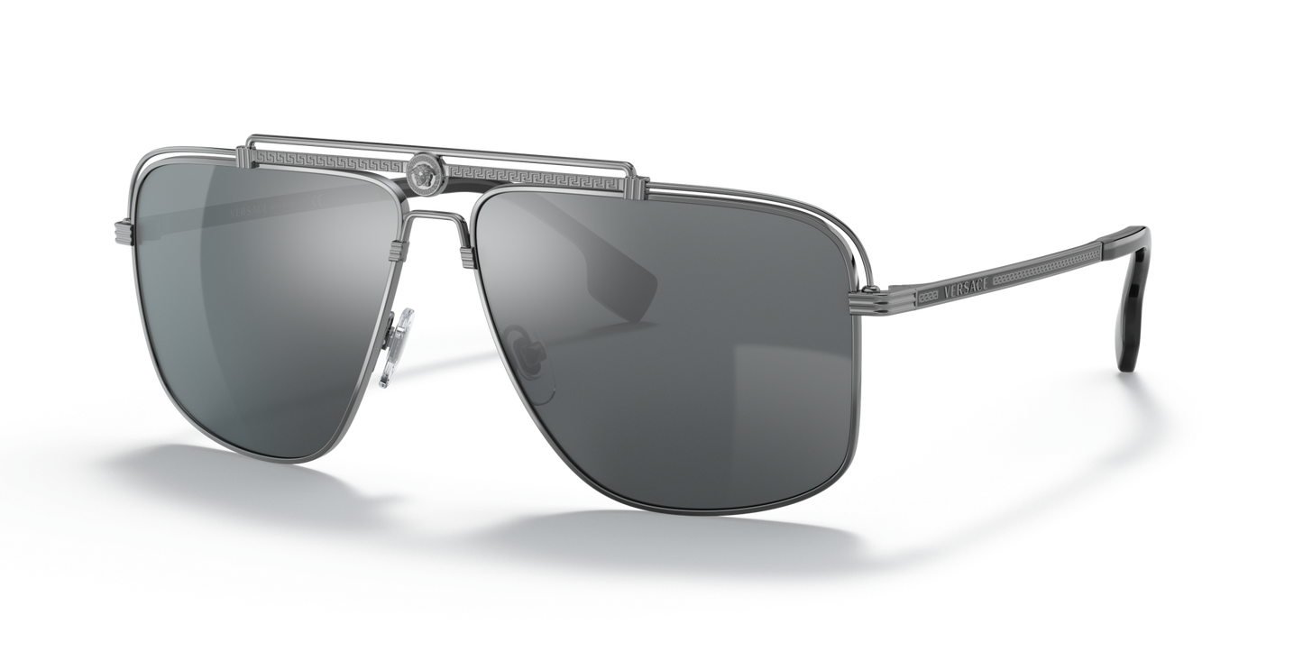 Versace Sunglasses Gunmetal-Light Grey Mirror Black | Versace VE2242 Gunmetal-Light Grey Mirror Black