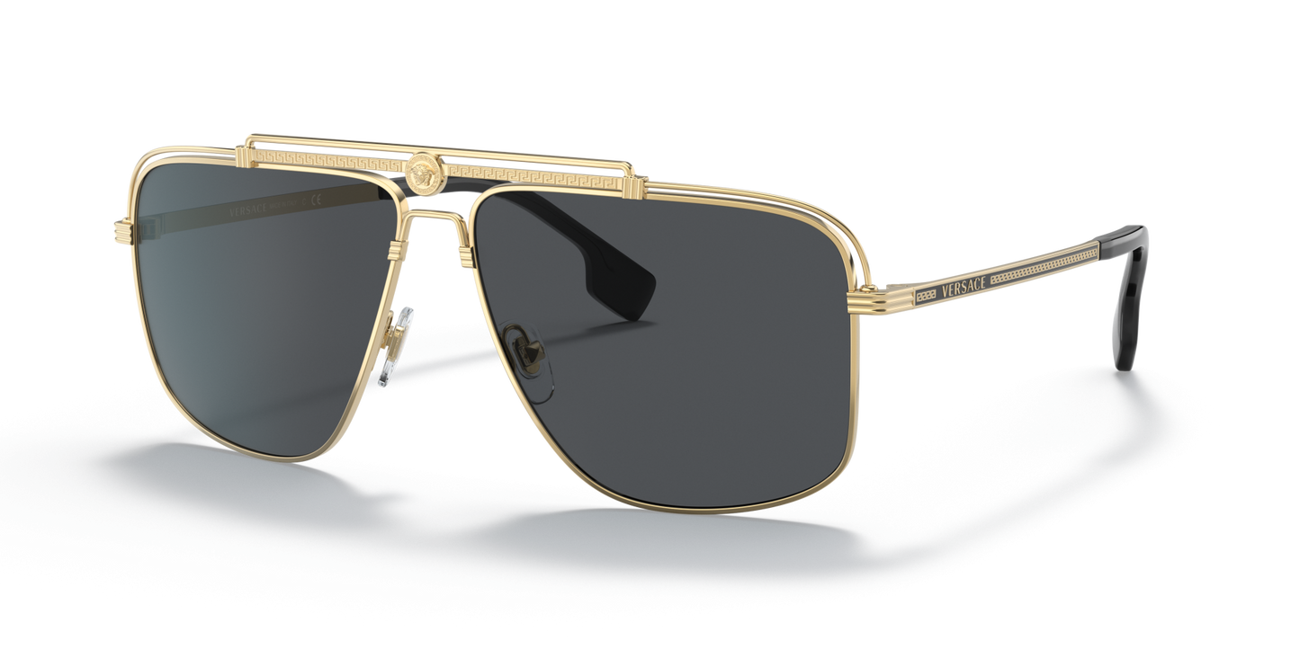 משקפי שמש של ורסאצ'ה זהב-אפור כהה | Versace VE2242 Gold-Dark Grey