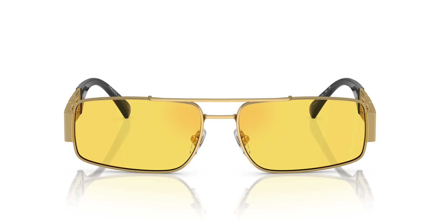 משקפי שמש של ורסאצ'ה זהב-צהוב מראה אדום | Versace VE2257 Gold-Yellow Mirror Red
