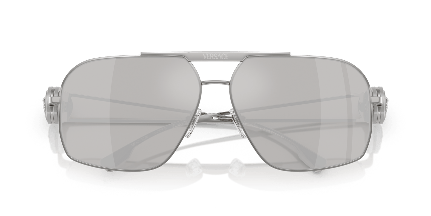 משקפי שמש ורסאצ'ה מראה כסף-אפור בהיר כסף | Versace VE2269 Silver-Light Grey Mirror Silver