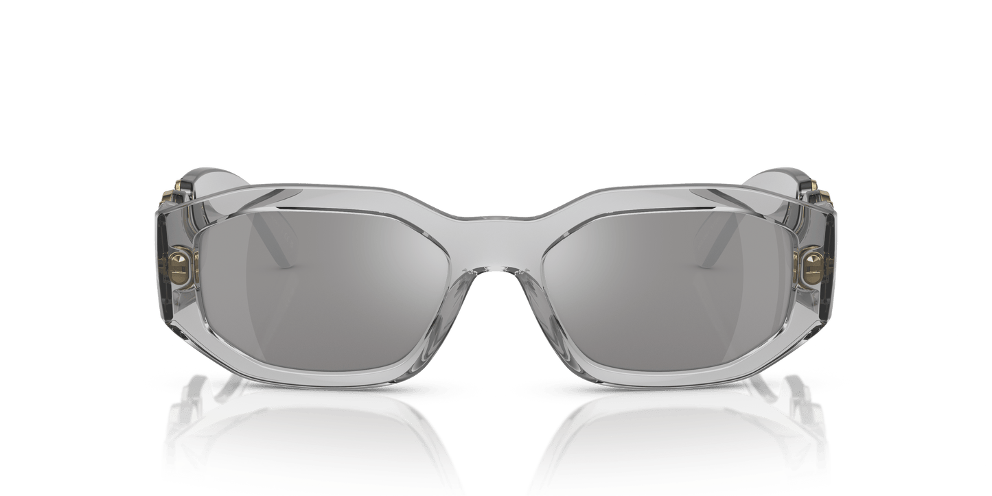 Versace Sunglasses Transparent Grey-Light Grey Mirror Silver | Versace VE4361 Biggie Transparent Grey-Light Grey Mirror Silver