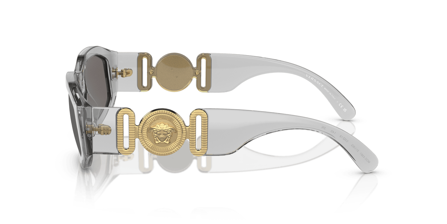 Versace Sunglasses Transparent Grey-Light Grey Mirror Silver | Versace VE4361 Biggie Transparent Grey-Light Grey Mirror Silver