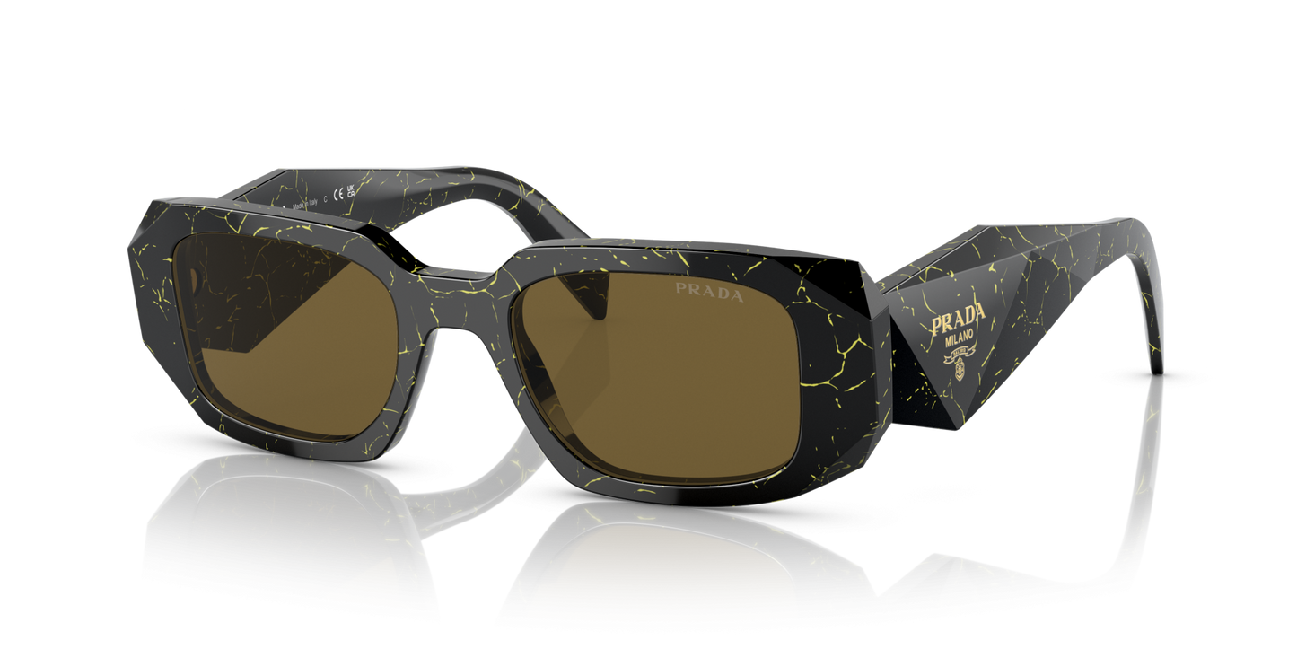 Prada Sunglasses Black/Yellow Marble-Dark Brown | PRADA PR 17WS Black/Yellow Marble-Dark Brown
