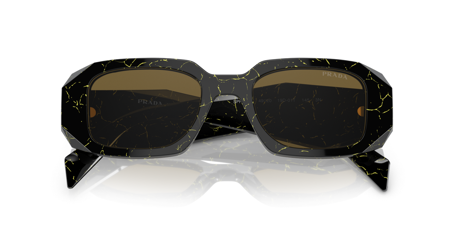 Prada Sunglasses Black/Yellow Marble-Dark Brown | PRADA PR 17WS Black/Yellow Marble-Dark Brown