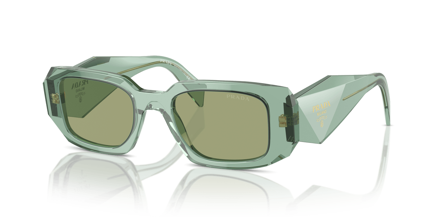 Prada Sunglasses Transparent Sage-Green Mirror Internal Silver | PRADA PR 17WS Transparent Sage-Green Mirror Internal Silver