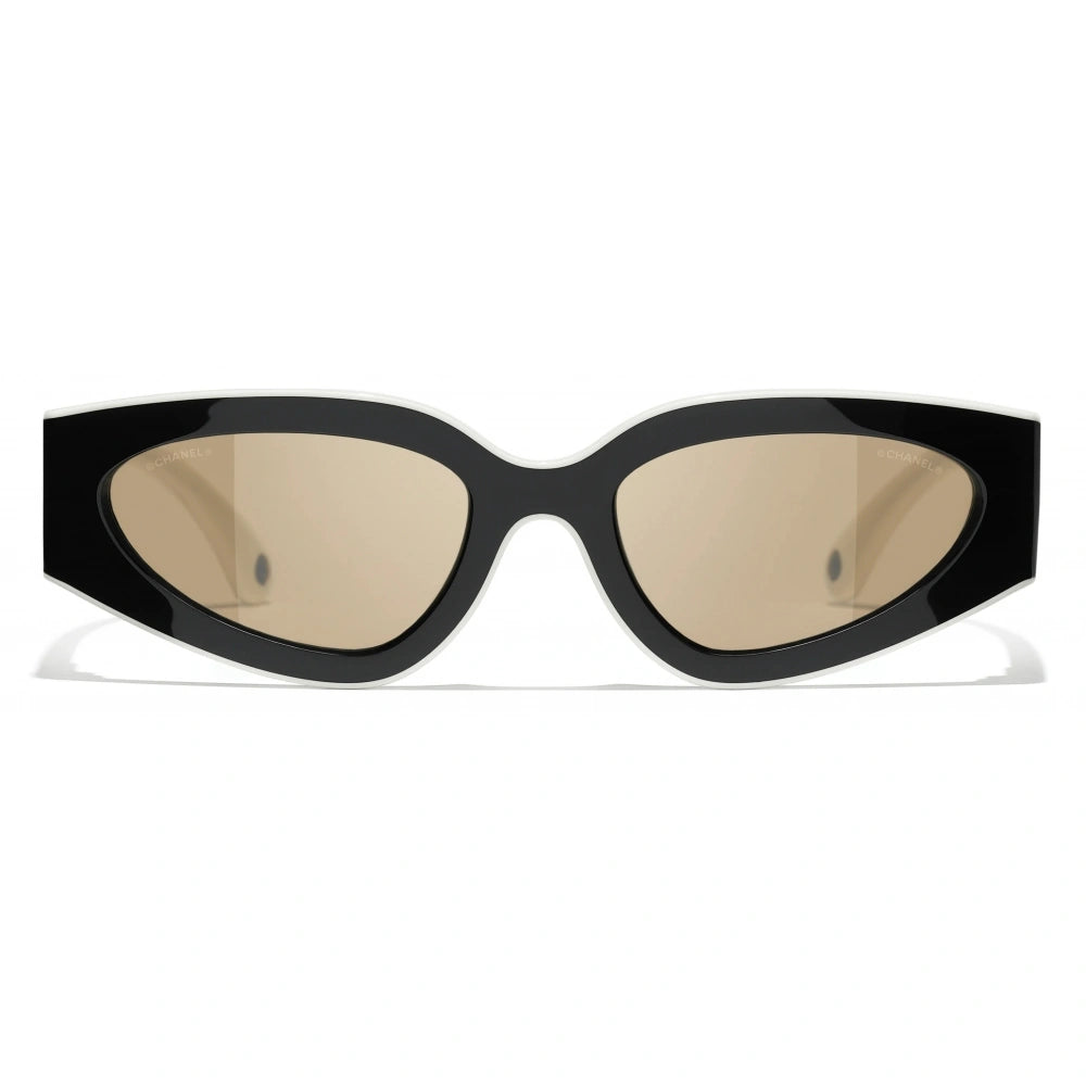 Chanel - Cat Eye Sunglasses Black White Beige