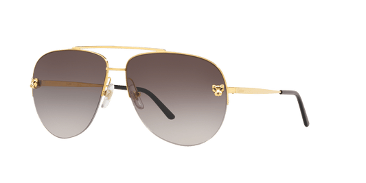 משקפי שמש קרטייה זהב מבריק-אפור | CARTIER CT0065S Gold Shiny-Grey