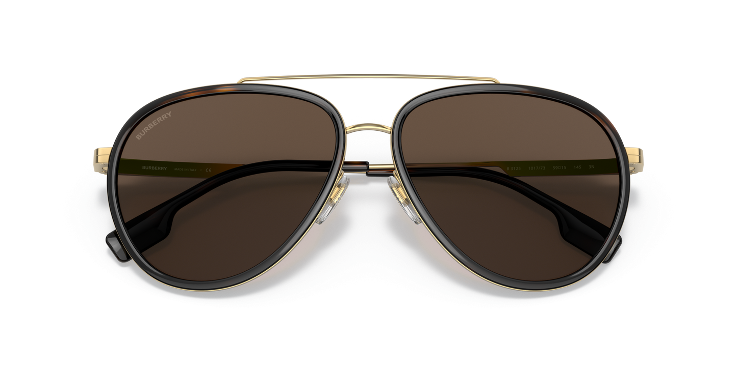 משקפי שמש בורברי זהב-חום כהה | BURBERRY BE3125 Oliver Gold-Dark Brown
