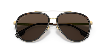 משקפי שמש בורברי זהב-חום כהה | BURBERRY BE3125 Oliver Gold-Dark Brown