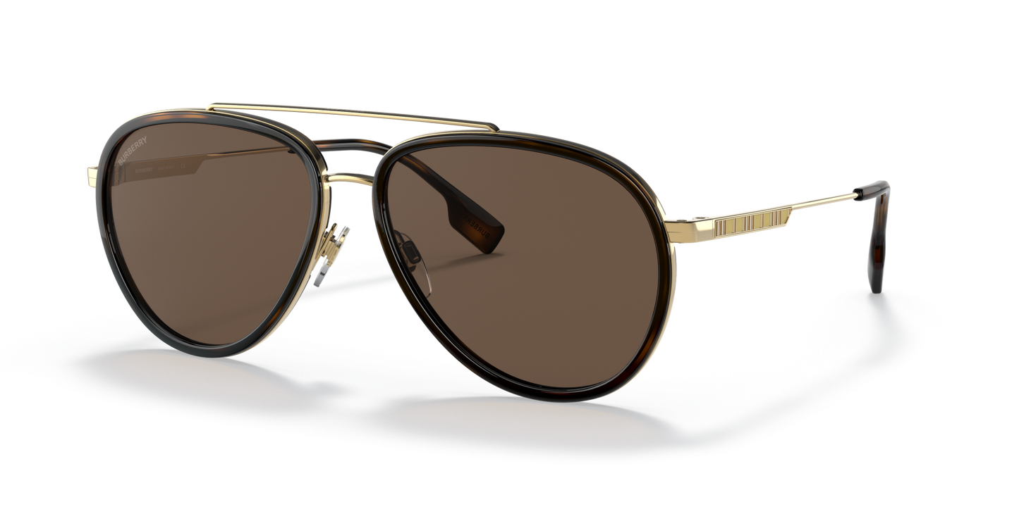 משקפי שמש בורברי זהב-חום כהה | BURBERRY BE3125 Oliver Gold-Dark Brown