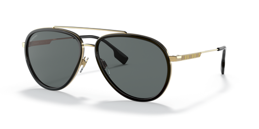 משקפי שמש בורברי בצבע אפור כהה מקוטב זהב | BURBERRY BE3125 Oliver Gold-Polarized Dark Grey