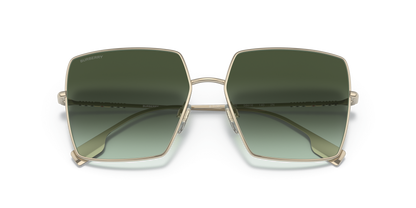 Burberry light green sunglasses with gold tint | BURBERRY BE3133 Daphne Light Gold-Gradient Green