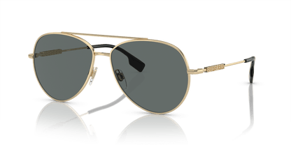 משקפי שמש של ברברי קוטב זהב בהיר-אפור כהה | BURBERRY BE3147 Light Gold-Dark Grey Polar