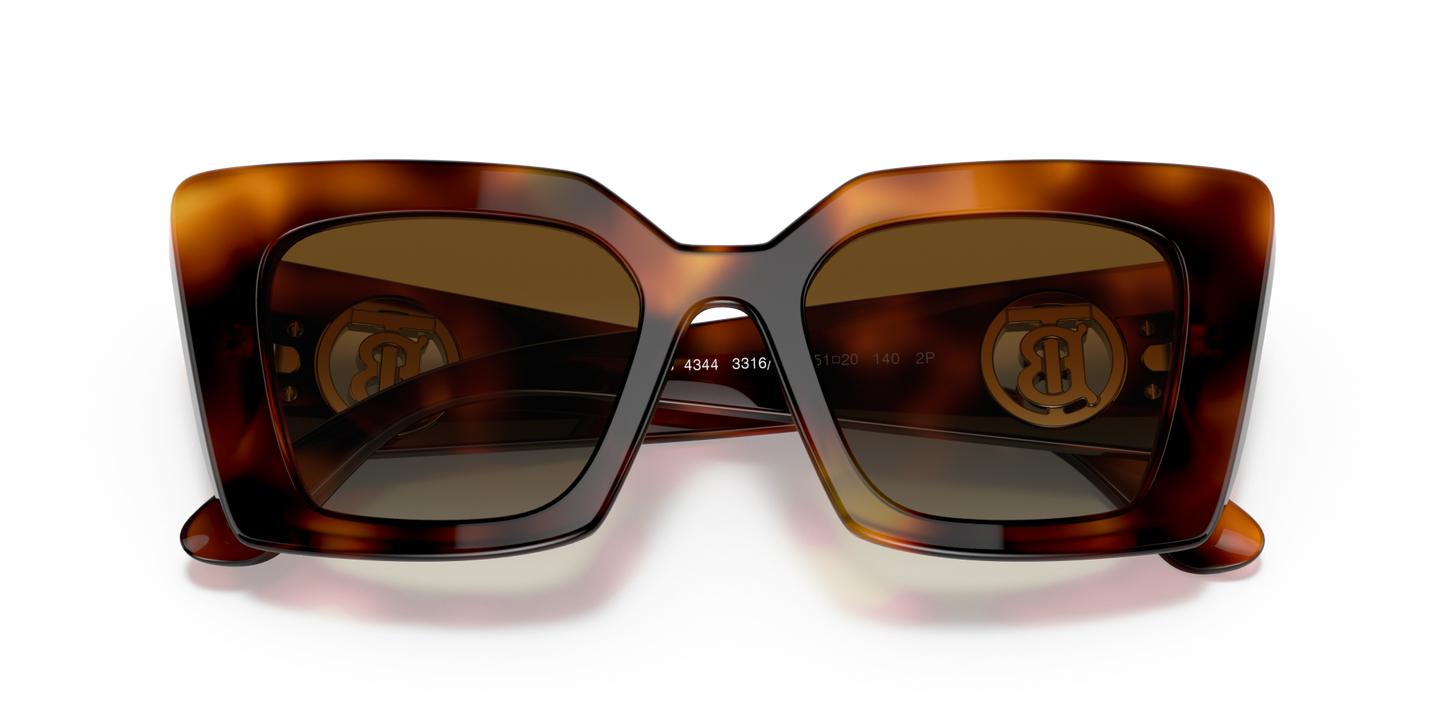 Burberry Sunglasses Light Havana Polarized Brown Gradient | BURBERRY BE4344 Daisy Light Havana-Polarized Brown Gradient
