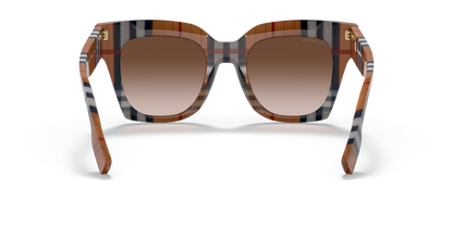 משקפי שמש בורברי בצבע חום חום חום | BURBERRY BE4364 Kitty Brown Check-Brown Gradient