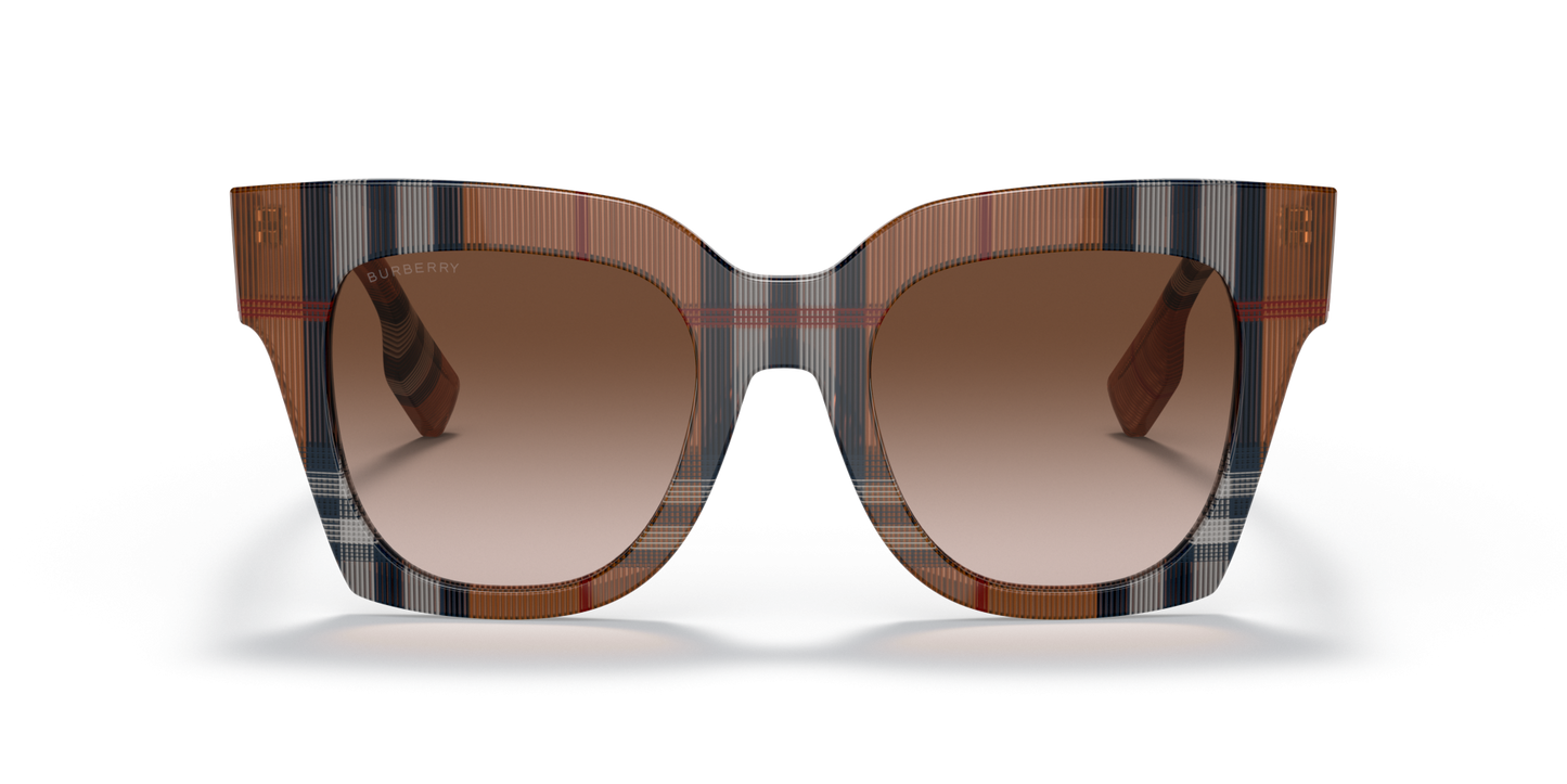 משקפי שמש בורברי בצבע חום חום חום | BURBERRY BE4364 Kitty Brown Check-Brown Gradient