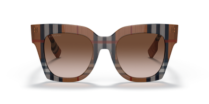 משקפי שמש בורברי בצבע חום חום חום | BURBERRY BE4364 Kitty Brown Check-Brown Gradient