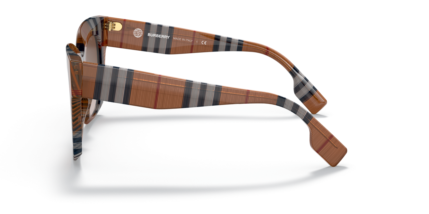 משקפי שמש בורברי בצבע חום חום חום | BURBERRY BE4364 Kitty Brown Check-Brown Gradient