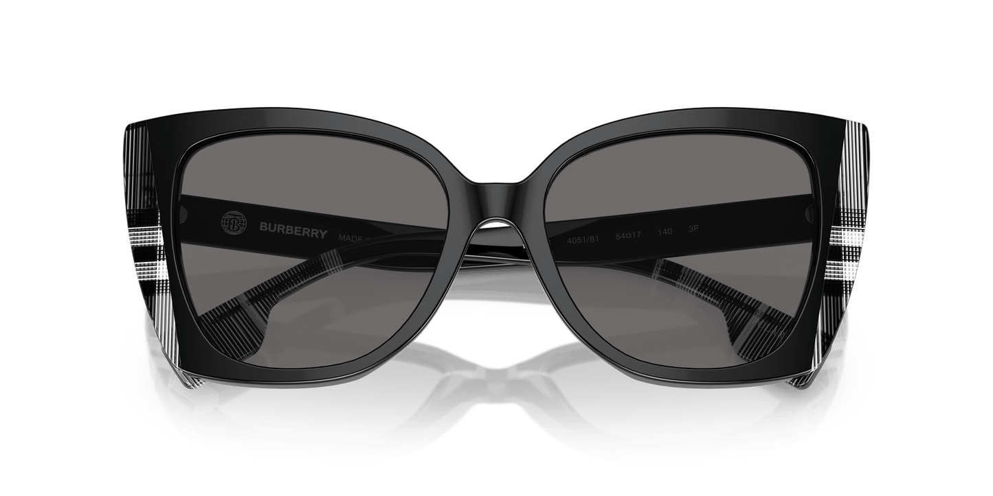 Burberry Sunglasses Black/Check White Black-Dark Grey Polarized | BURBERRY BE4393 Meryl Black/Check White Black-Dark Grey Polarized