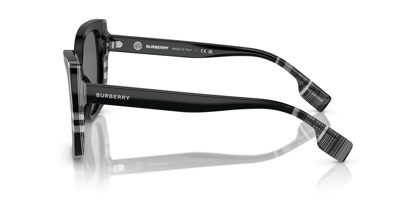 Burberry Sunglasses Black/Check White Black-Dark Grey Polarized | BURBERRY BE4393 Meryl Black/Check White Black-Dark Grey Polarized