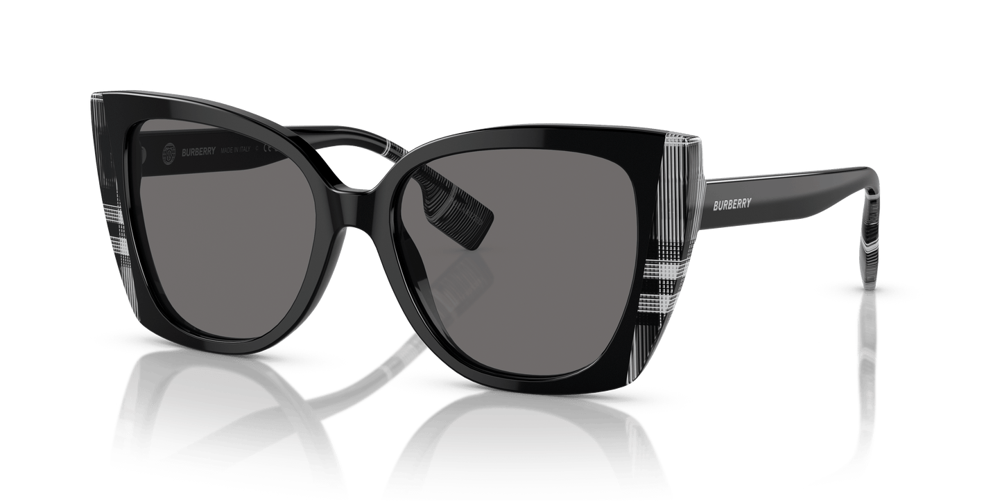 Burberry Sunglasses Black/Check White Black-Dark Grey Polarized | BURBERRY BE4393 Meryl Black/Check White Black-Dark Grey Polarized