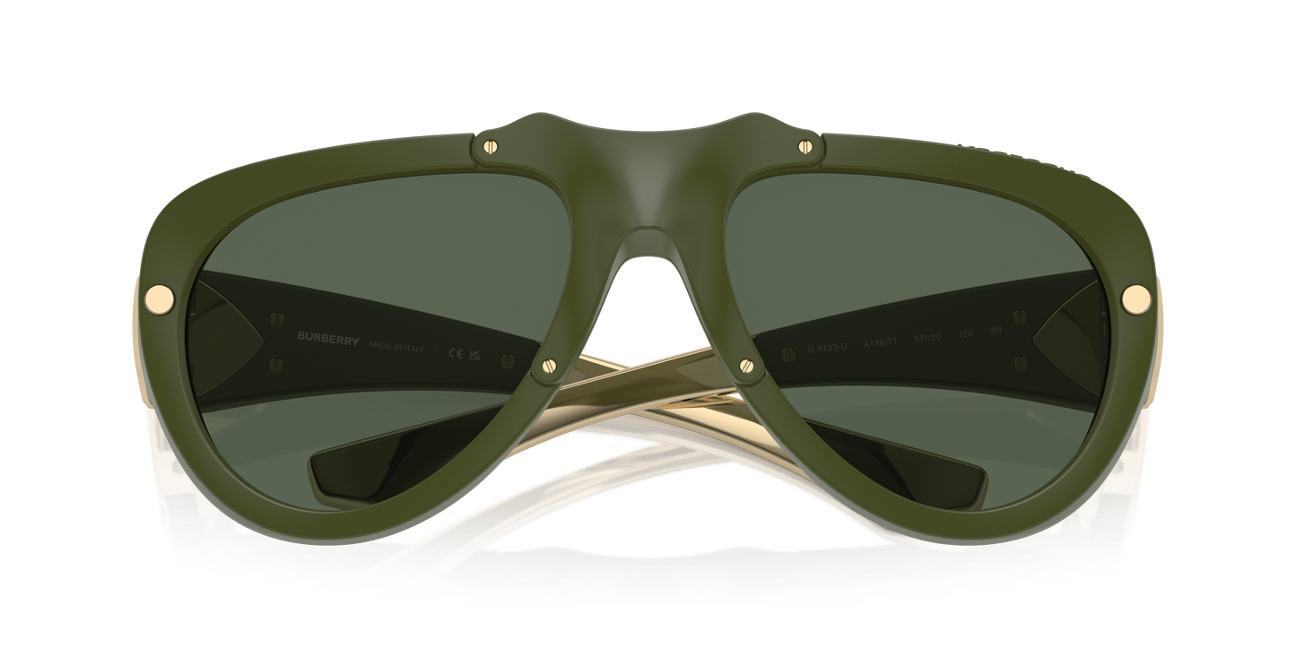 משקפי שמש של בורברי ירוק גומי-ירוק כהה | BURBERRY BE4433U Green Rubber-Dark Green