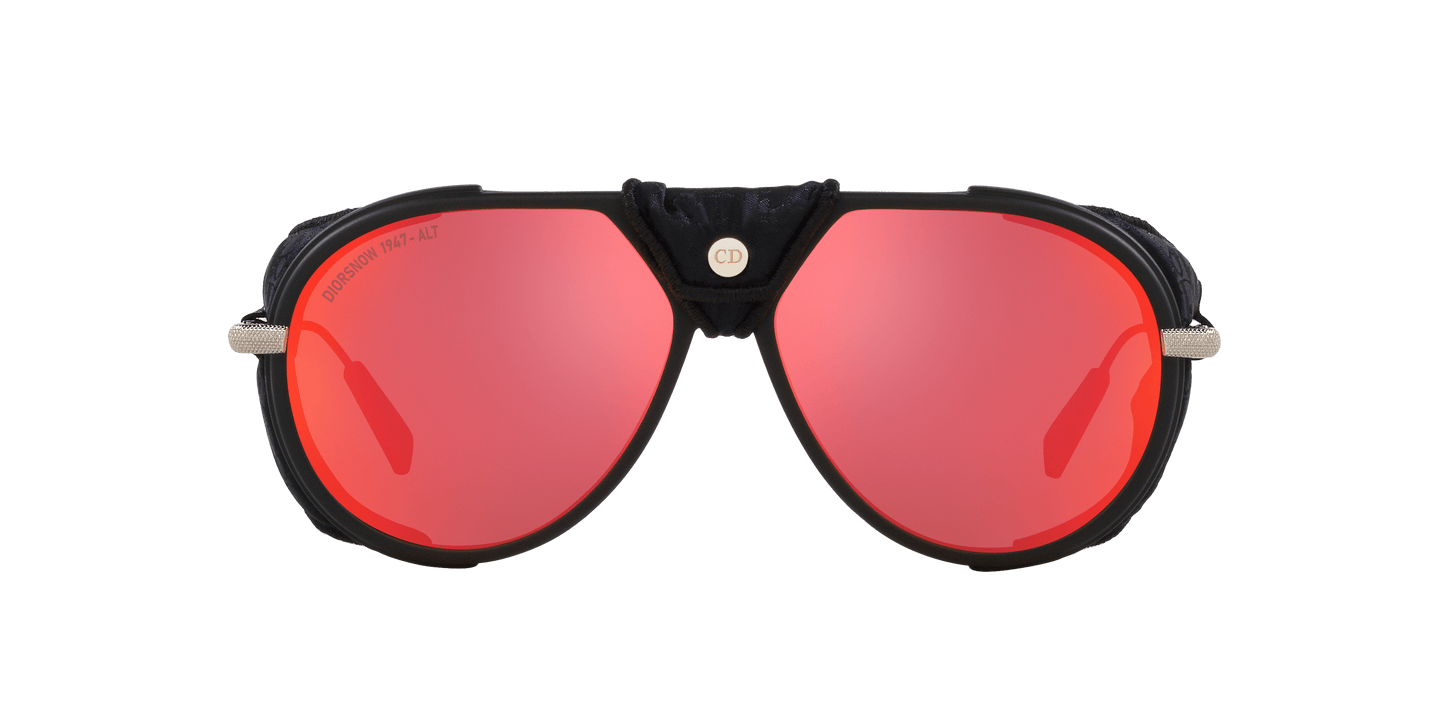 משקפי שמש של דיור מראה שחור מט-אדום | Dior DiorSnow A1I Black Matte-Red Mirror