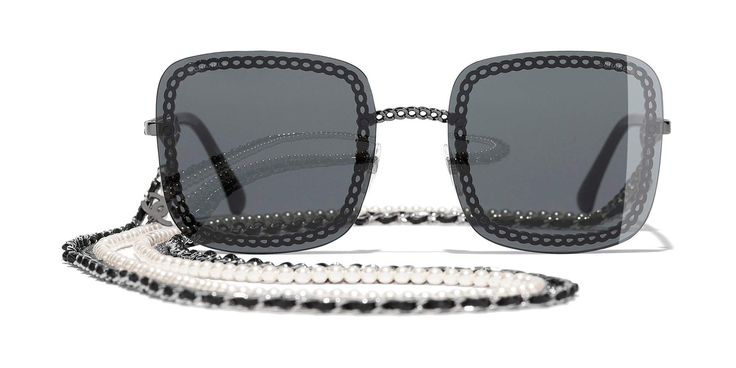 משקפי שמש של שאנל כסף-אפור כהה | CHANEL Square Sunglasses CH4244 Dark Silver-Grey