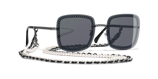 משקפי שמש של שאנל כסף-אפור כהה | CHANEL Square Sunglasses CH4244 Dark Silver-Grey