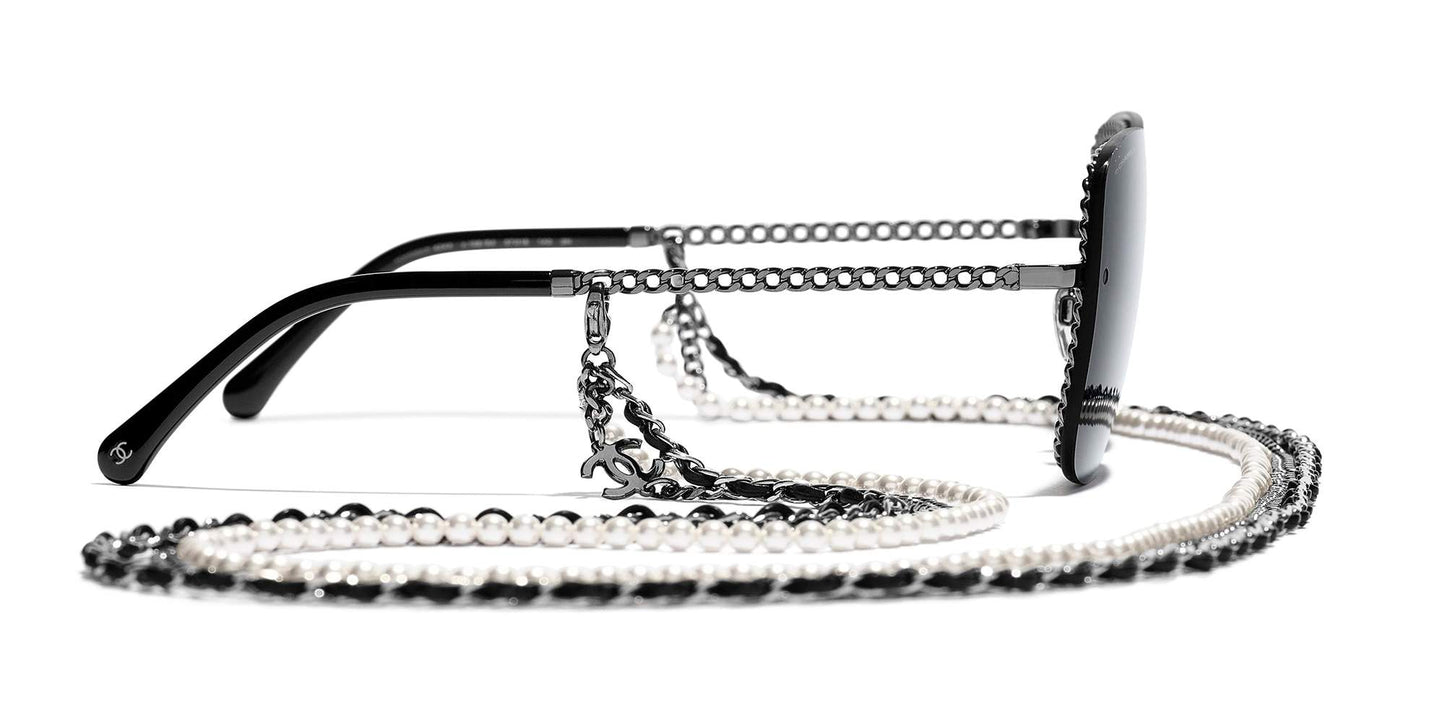 משקפי שמש של שאנל כסף-אפור כהה | CHANEL Square Sunglasses CH4244 Dark Silver-Grey