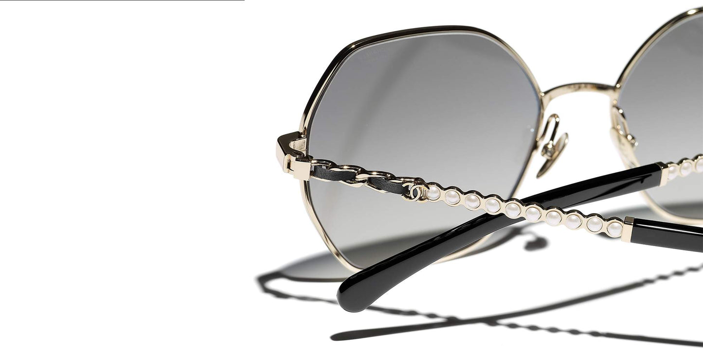 משקפי שמש של שאנל זהב ושחור-אפור | CHANEL Square Sunglasses CH4281QH Gold & Black-Grey