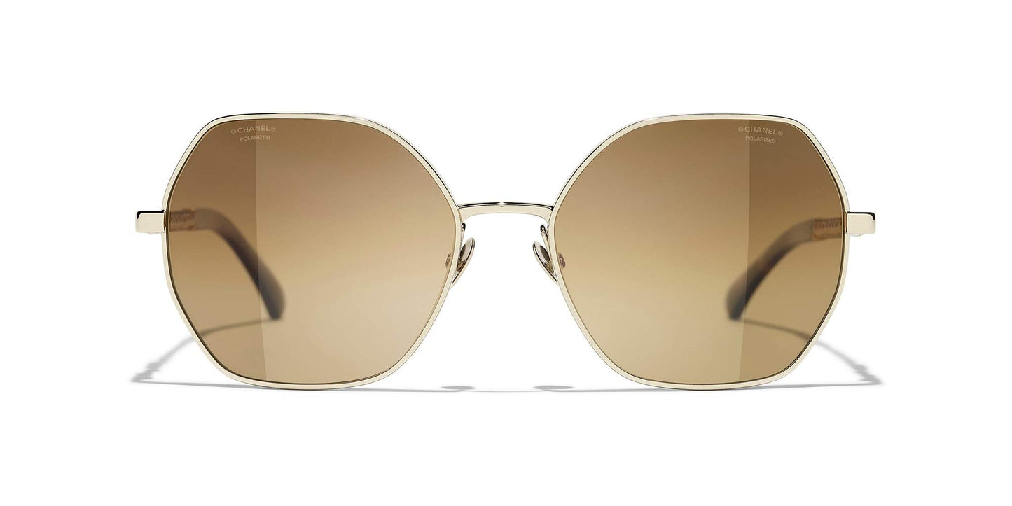 משקפי שמש של שאנל זהב וצב כהה-חום | CHANEL Square Sunglasses CH4281QH Gold & Dark Tortoise-Brown