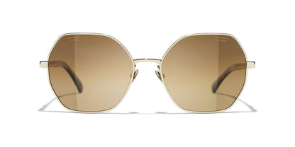 משקפי שמש של שאנל זהב וצב כהה-חום | CHANEL Square Sunglasses CH4281QH Gold & Dark Tortoise-Brown