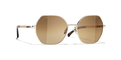 משקפי שמש של שאנל זהב וצב כהה-חום | CHANEL Square Sunglasses CH4281QH Gold & Dark Tortoise-Brown
