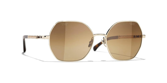 משקפי שמש של שאנל זהב וצב כהה-חום | CHANEL Square Sunglasses CH4281QH Gold & Dark Tortoise-Brown