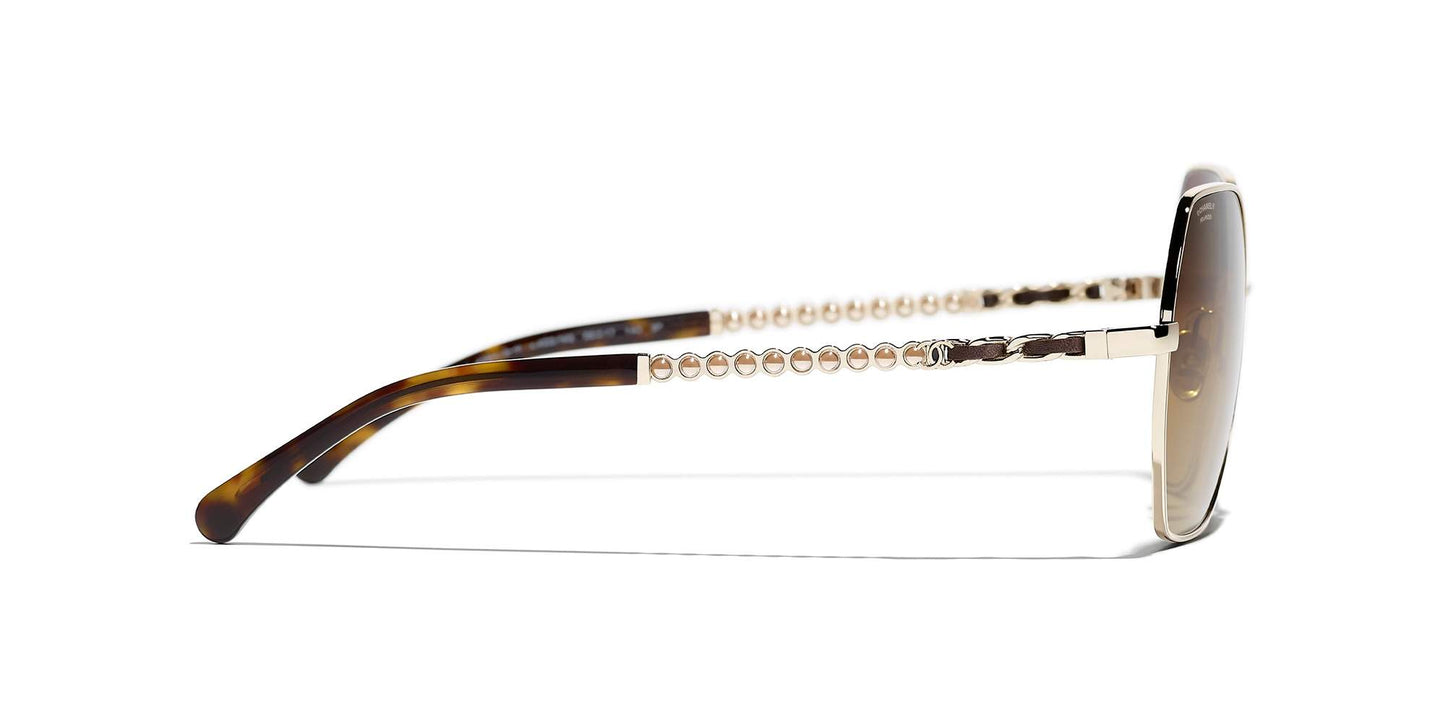 משקפי שמש של שאנל זהב וצב כהה-חום | CHANEL Square Sunglasses CH4281QH Gold & Dark Tortoise-Brown