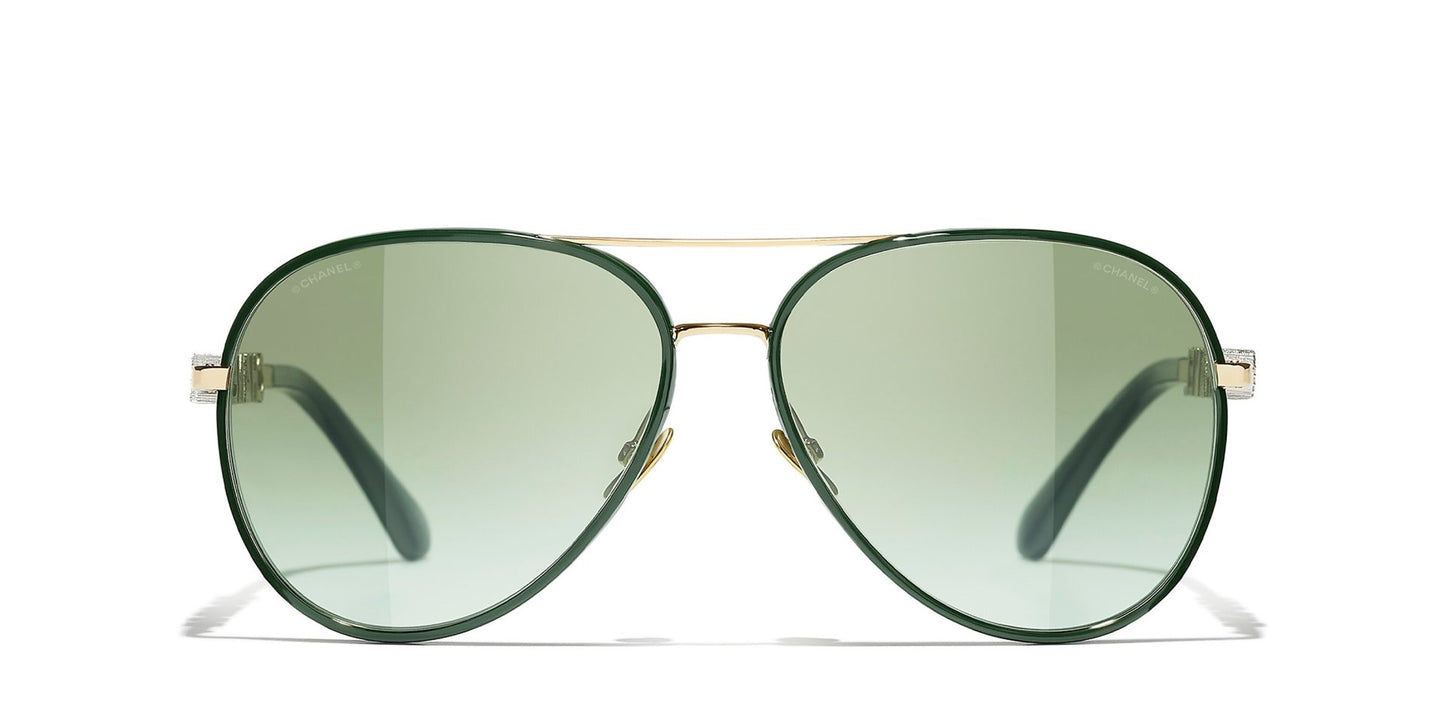 משקפי שמש של שאנל זהב-ירוק | CHANEL CH4284B pilot glasses Gold-Green