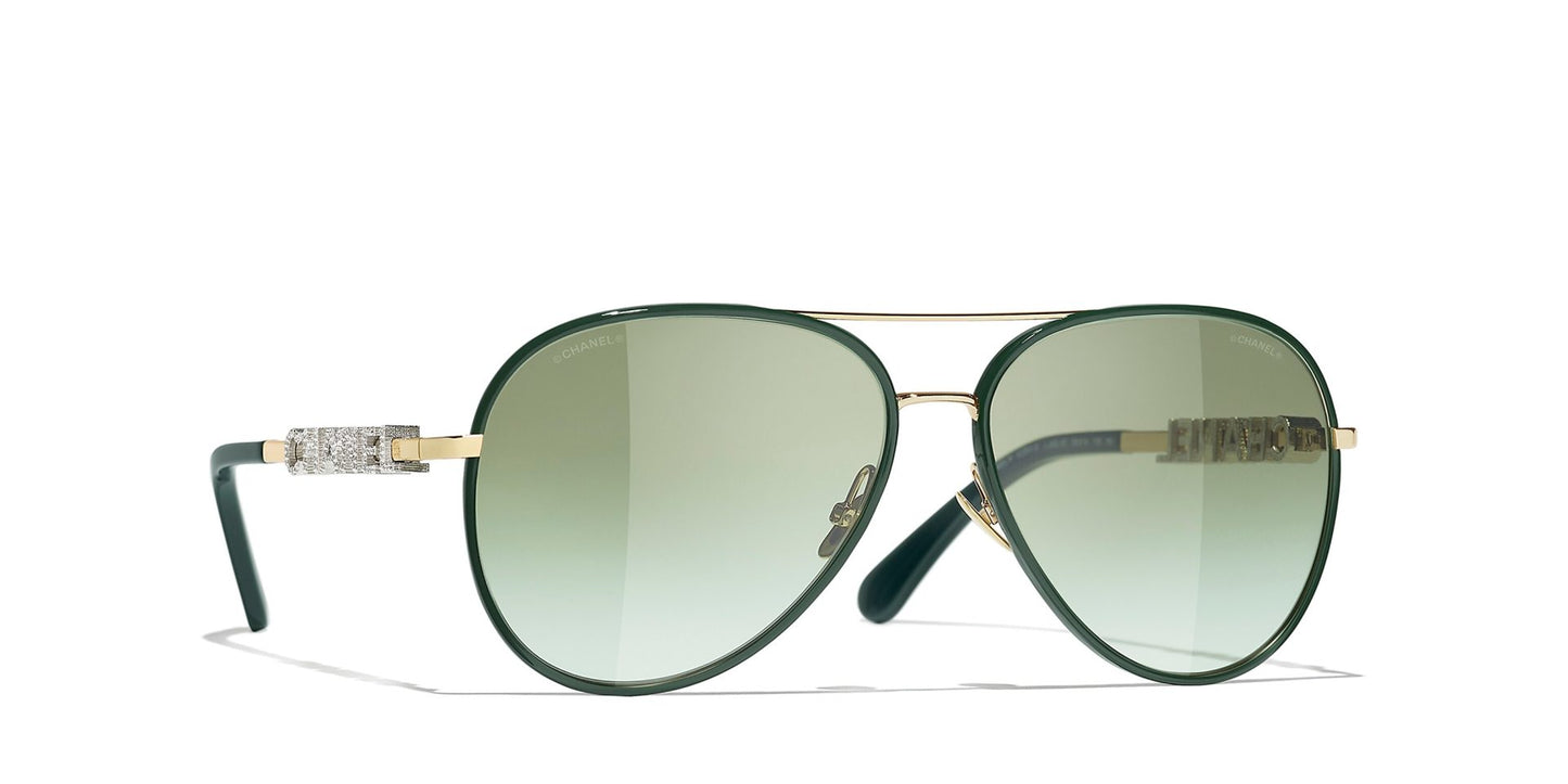 משקפי שמש של שאנל זהב-ירוק | CHANEL CH4284B pilot glasses Gold-Green